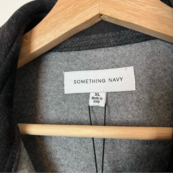 NWT Something Navy Charcoal Combo Plaid Fringe Shacket Size XL Women